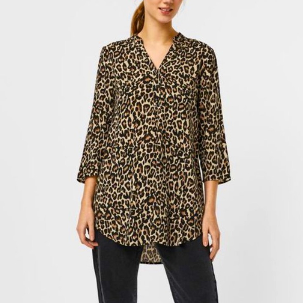 Sheer Cheetah Tunic Blouse